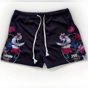 Civil Regime Shorts Mens XXL Limited Edition Black Floral Mesh Active Streetwear